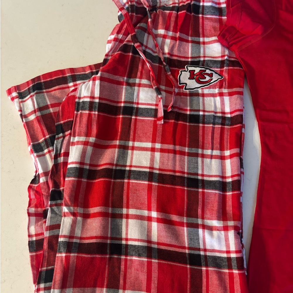 NFL Kansas City Chiefs Red Flannel PJ Set  Ladies Large - Picture 5 of 8